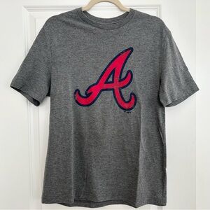 Atlanta Braves MLB Heather Grey Official Logo Tee -Short Sleeve Baseball T-shirt